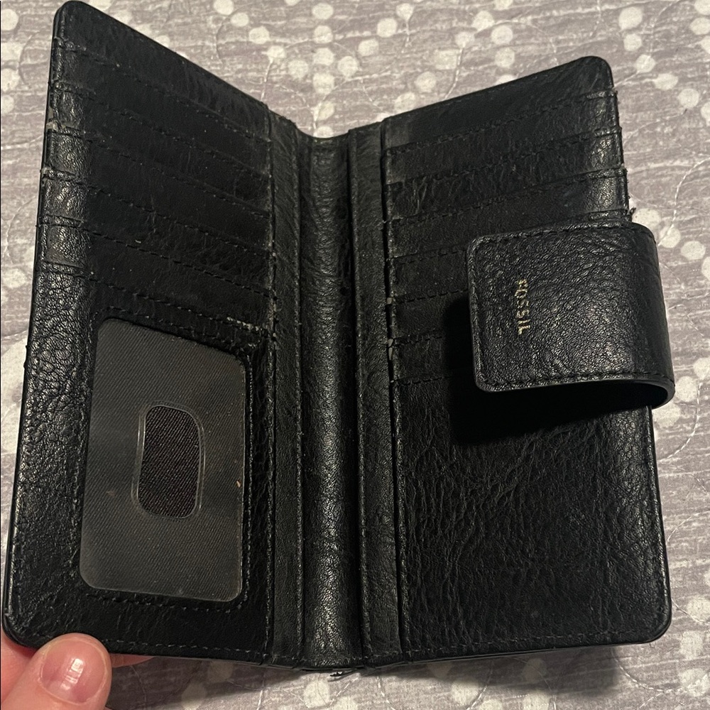 Fossil Tan Leopard Print Wallet with Black and White Stripe - Picture 2 of 4